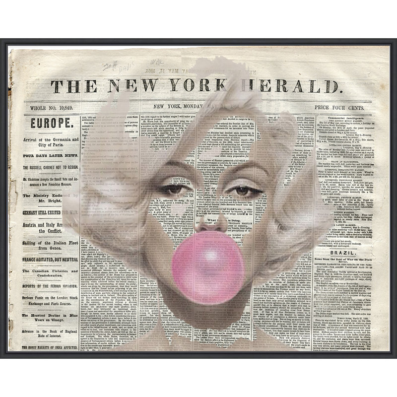 Marilyn - cadre flottant, impression sur toile, H 26 po x l 32 po x P 2 po, Cadre noir