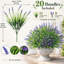 Lot de 20 fleurs artificielles violettes et d'herbe à singe pour jardinières d'extérieur