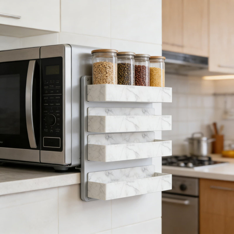 Magnetic Spice Rack For Refrigerator Door - 4 Pack Kitchen Organizer With Strong Magnets, Space-Saving Storage Shelf For Spice Jars And Bottles
