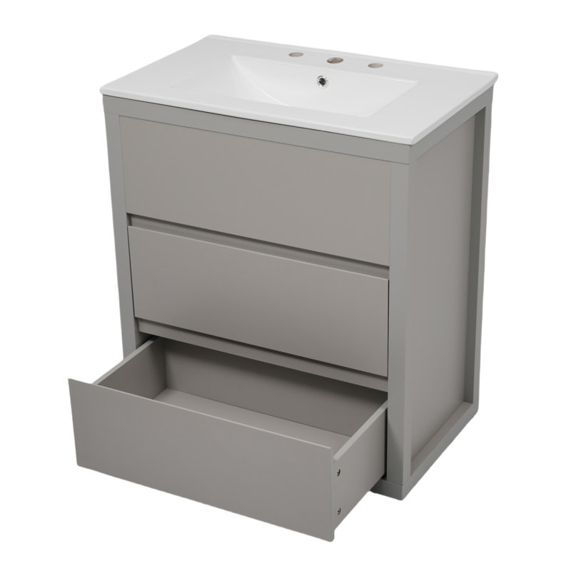 Ensemble de meuble-lavabo double 60 po, Gris