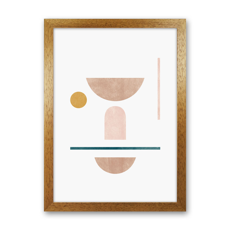 Abstract Geometric No 2 - Print, Brown Framed, 46cm H x 34cm W x 3cm D