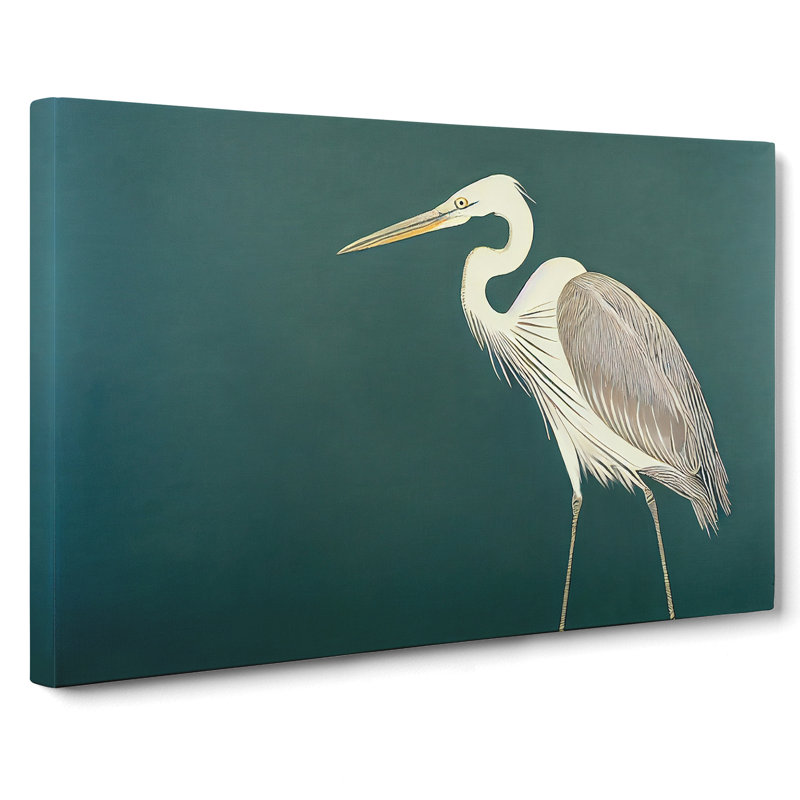Alluring Heron Bird - Wrapped Canvas, 50cm H x 76cm W x 3cm D
