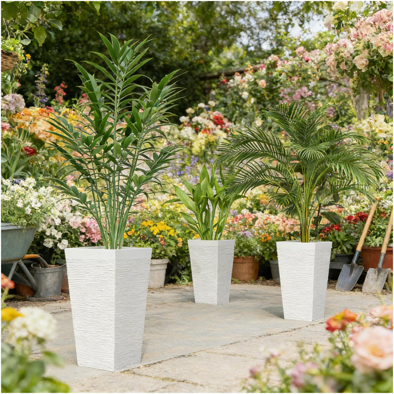 Jardinières empilables, ensemble de 3 jardinières d'extérieur, Blanc
