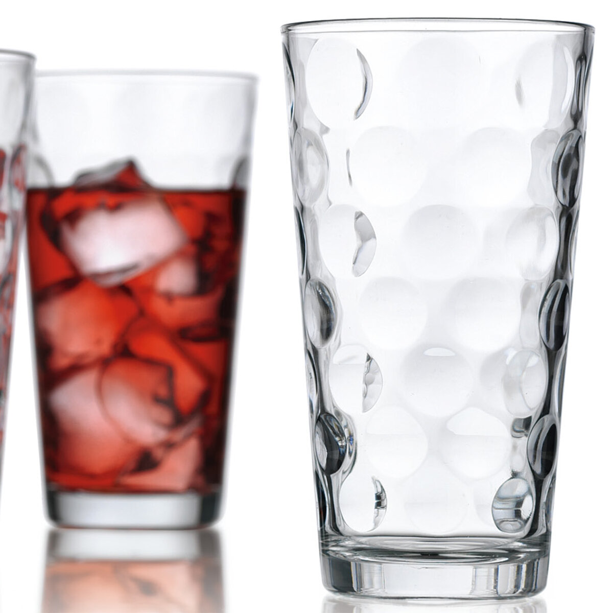 Set of 16 Heavy Base Ribbed Durable Drinking Glasses Includes 8 Cooler Glasses 17oz and 8 Rocks Glasses 13oz