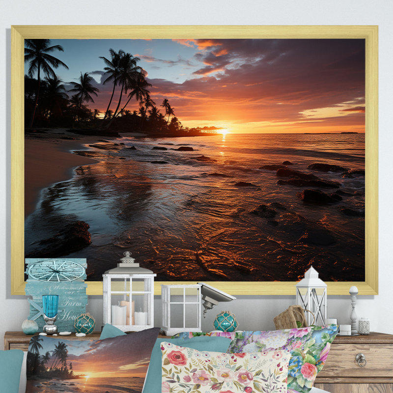 «Dominicain sunrise over the», reproduction d'art sur toile, H 24 po x l 32 po x P 1 po, Encadrement doré