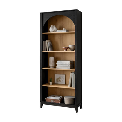 Eshman Engineered Wood Arched Bookcase with Storage for Home Living Room