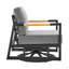 Chaise longue d'extérieur pivotante et pivotante en aluminium et bois de teck avec coussins