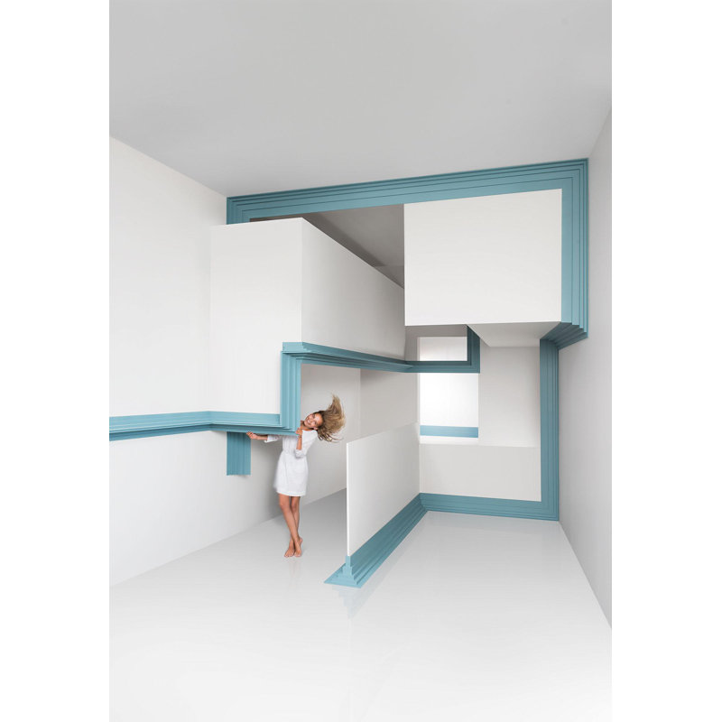 Moulure couronnée en polyuréthane blanc apprêté 8-1 / 4 po x 5-7 / 8 po x 78-3 / 4 po