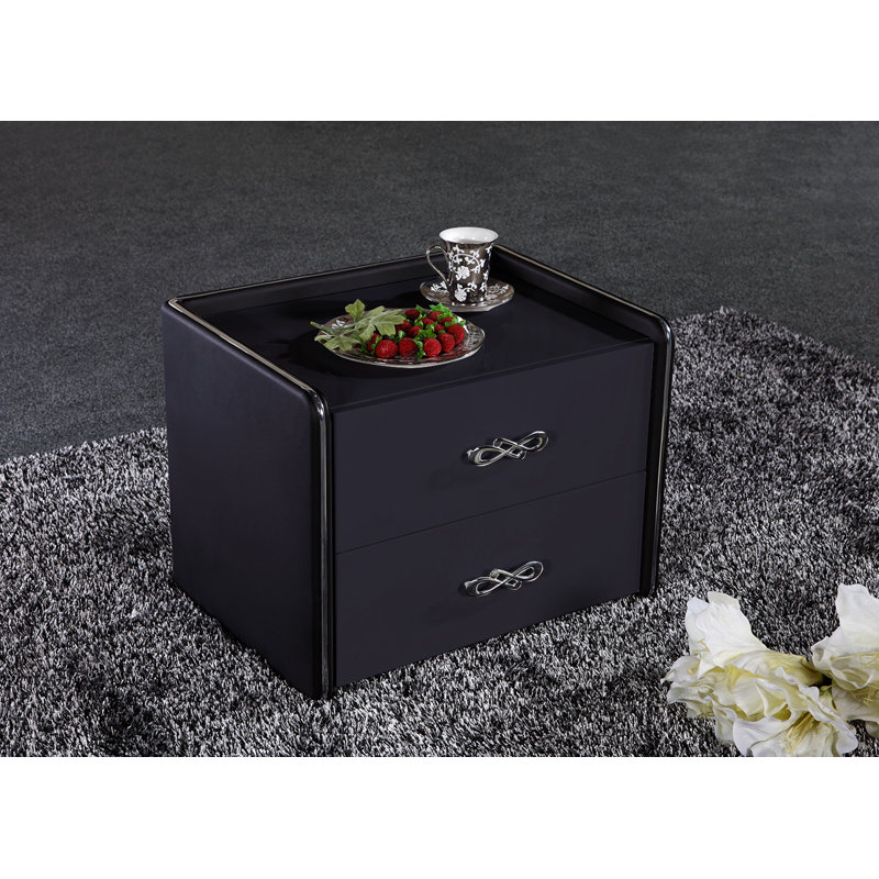 Table de chevet 2 tiroirs Janae, Noir