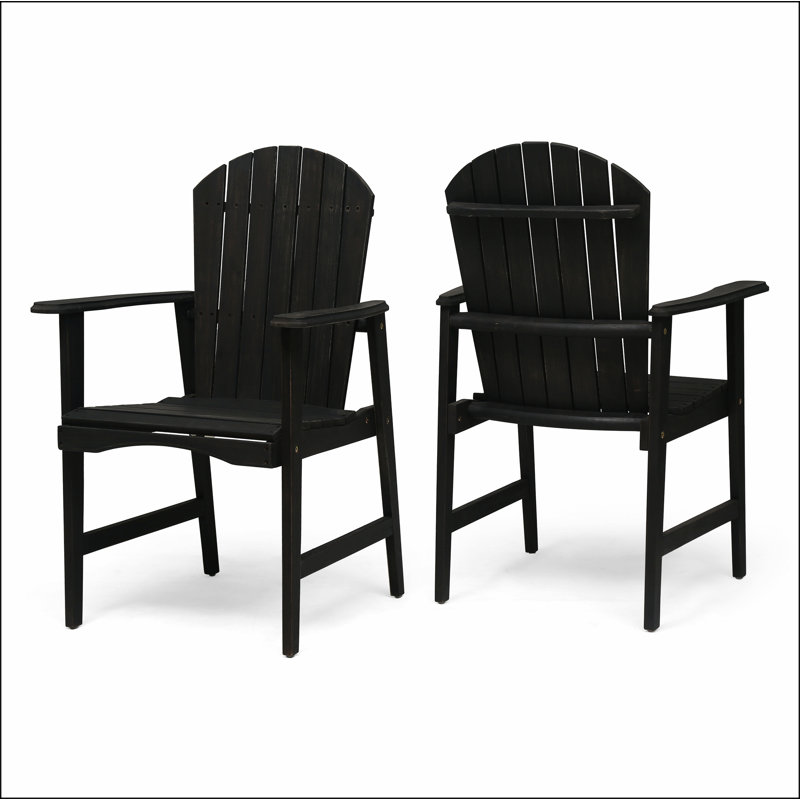 Chaises de salle à manger d'extérieur résistantes aux intempéries en bois d'acacia Adirondack (ensemble de 2), finition foncée