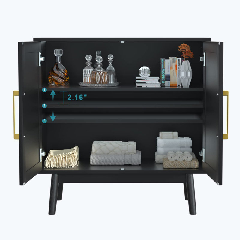 Latish Accent Cabinet, Black/Orange
