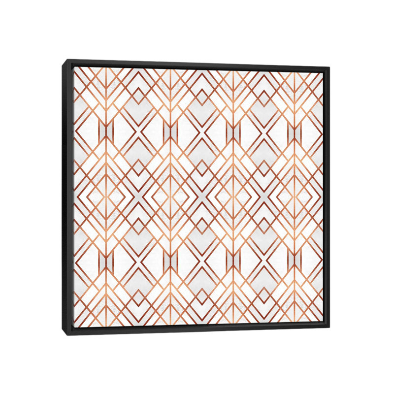 «Copper Geo» par Elisabeth Fredriksson, impression sur toile tendue, H 18 po x l 18 po x P 1,5 po, Toile avec cadre noir