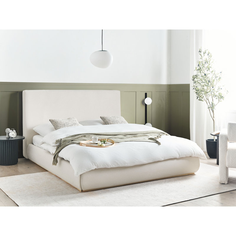 Ottoman Bed Fabric CAMPAGNE 200 cm, Beige, European Kingsize (160 x 200 cm)