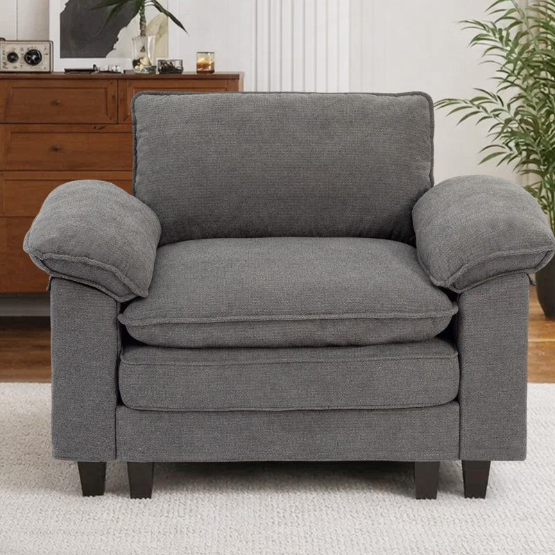 Fauteuil d'appoint rembourré Modern Comfy, Chenille gris pâle