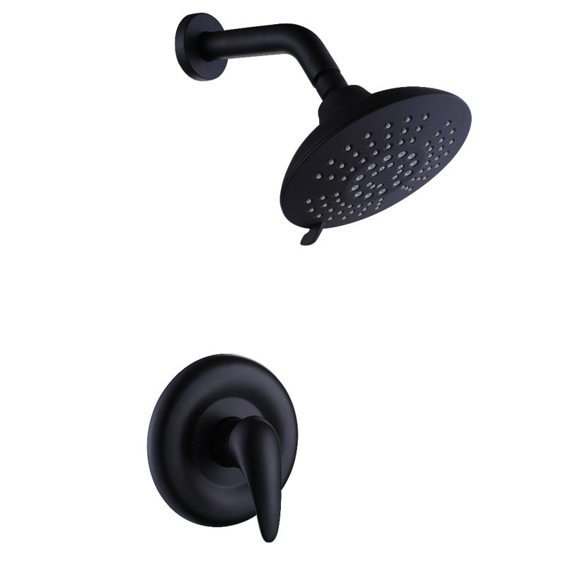 Single-Handle Pressure Balanced 5-Sprays Round Shower Faucet With Rough-In Valve, Black