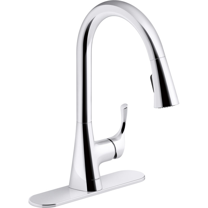 Valton Pull Down Single Handle Kitchen Faucet with MasterClean and Side Spray, Polished Chrome