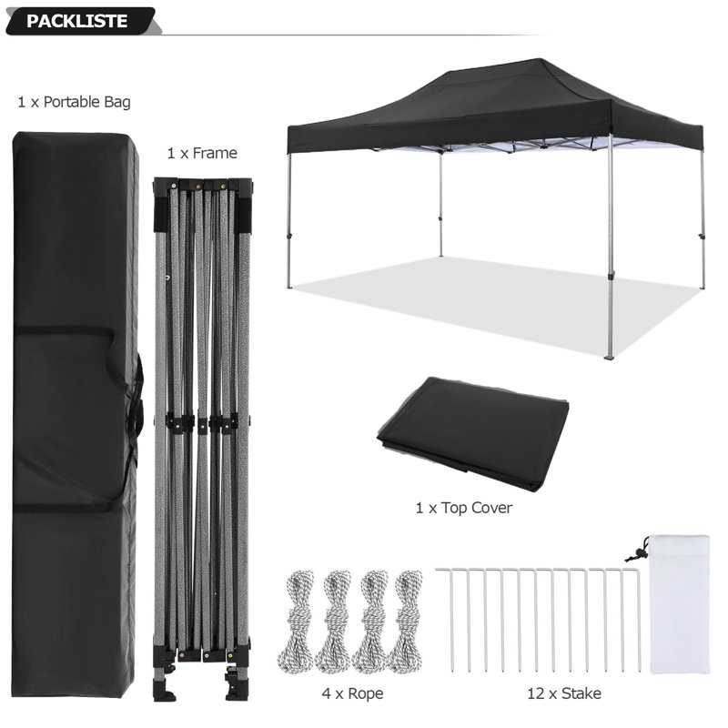 Canopy 10x15 Pop up Canopy Commercial Heavy Duty Canopy Tent , Black
