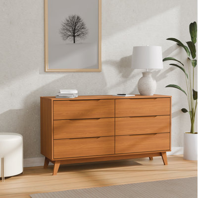 Rio Modern 6-drawer Dresser With Built-in Handles And Wooden Base