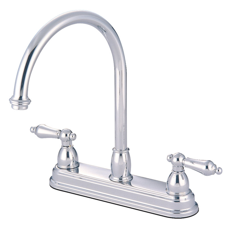 Kingston Brass Restoration Two-Handle 8" Centerset Kitchen Faucet, Polished Chrome, Without Spray