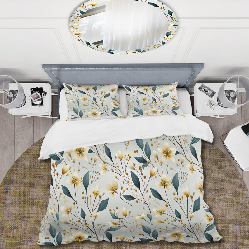 Ensemble de housse de couette Subtle Whispers V - Floral - microfibre de polyester
