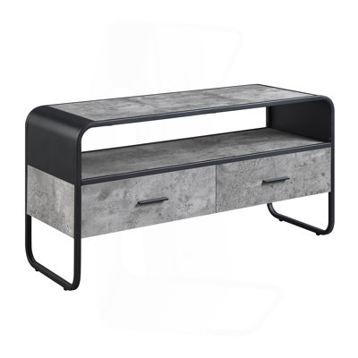 Meuble télé moderne et élégant avec finition noire et étagère avec tiroirs de rangement et meubles de salon de luxe gris béton