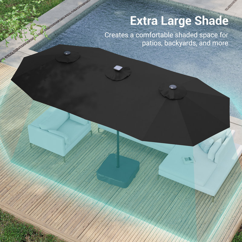 Parasol de marché rectangulaire 180 po x 108 po Ruhena, Noir