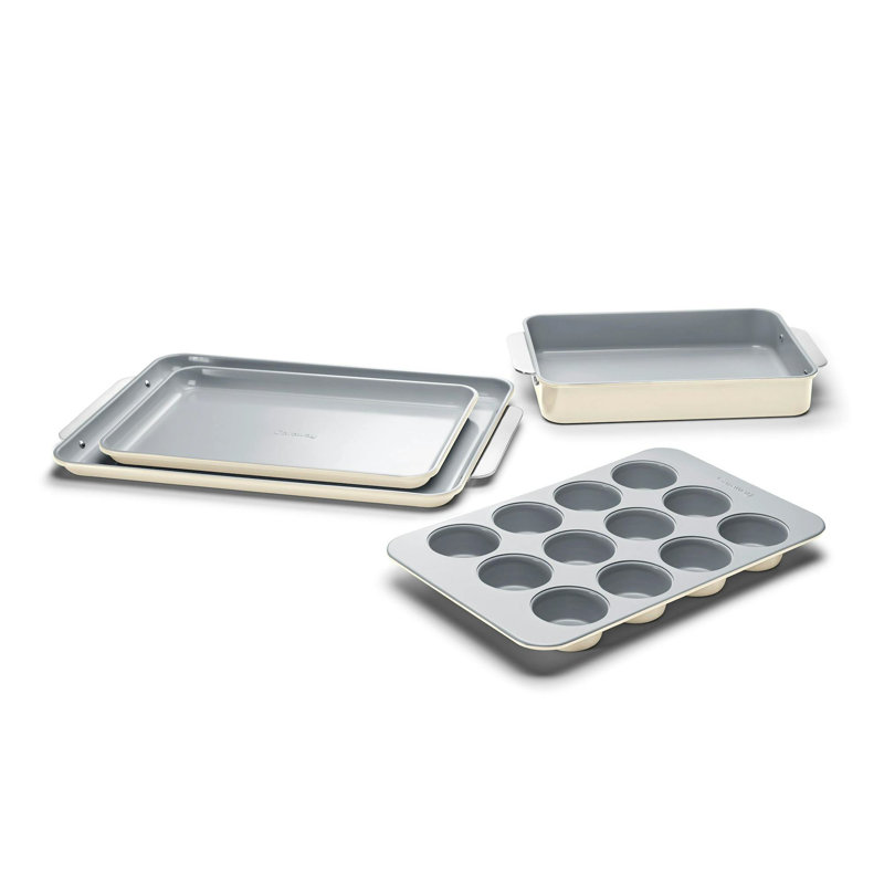 Caraway Non-Toxic Nonstick Ceramic Half Bakeware Set, Cream