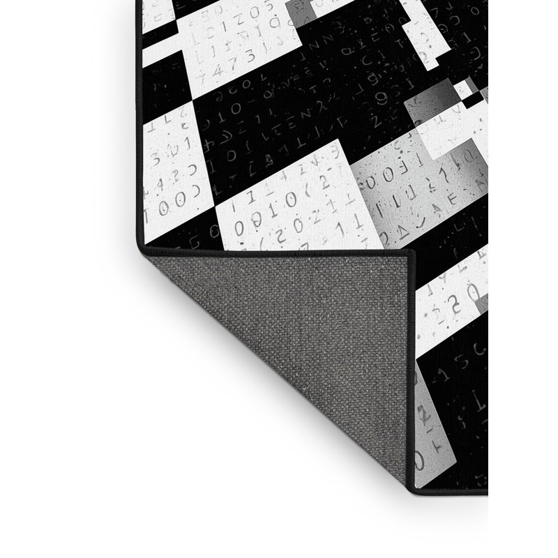 Soft Plush Eakes Modern Checkered Area Rug in Green – Black Binding, 3' Round