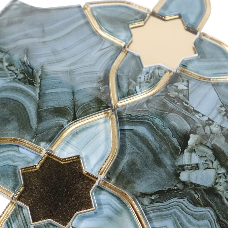 Isaah 10" x 10" Beveled Glass Metal Look Mosic Sheet Wall Tile