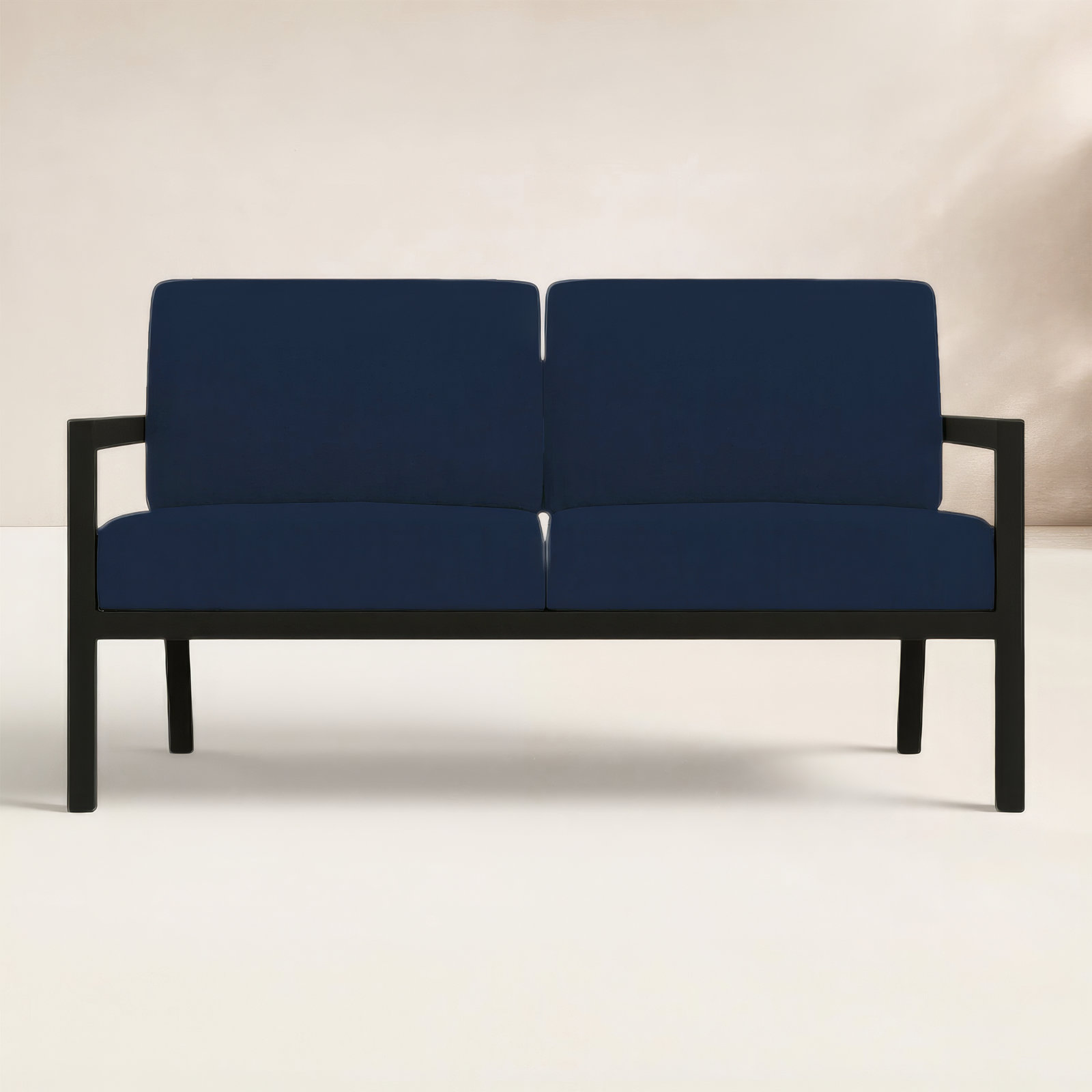 Vivant 56" Sunbrella® Patio Loveseat, Black, Spectrum Indigo Sunbrella®
