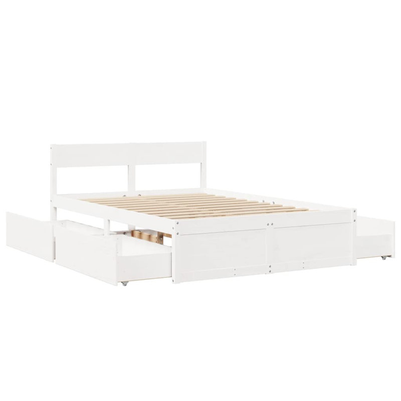 Losurdo Solid Wood Bed, White, European Kingsize (160 x 200cm)