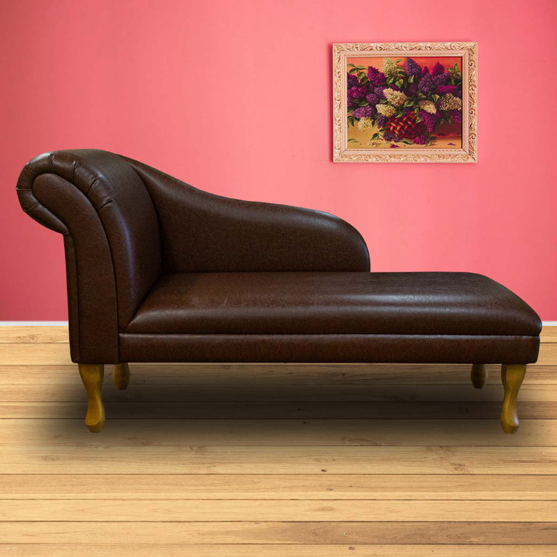 Upholstered Chaise Lounge, Chestnut