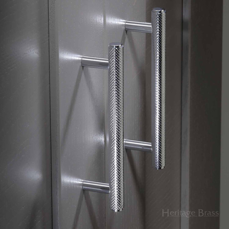 Heritage Brass Signac Heritage Cabinet Pull Complete Knurl Design, Polished Chrome, 12.8cm H x 11cm W x 16cm D