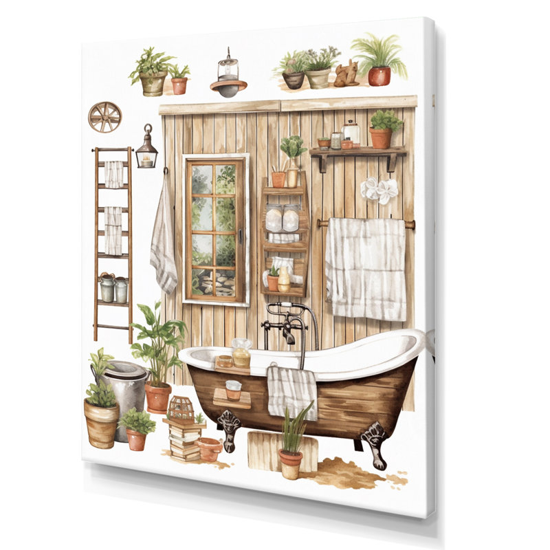 Décor de salle de bain naturel XXXIX, H 32 po x l 16 po x P 1 po, Toile tendue
