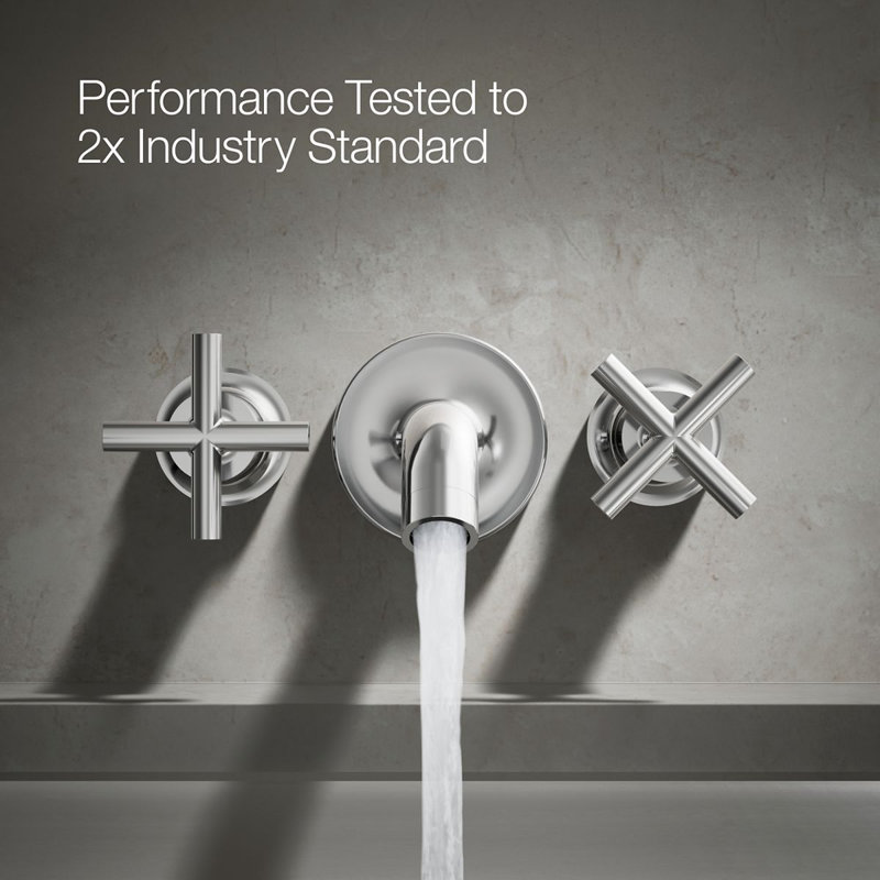 Purist® Deck- or Wall-Mount High-Flow Bath Valve Trim with Cross Handle, Polished Chrome