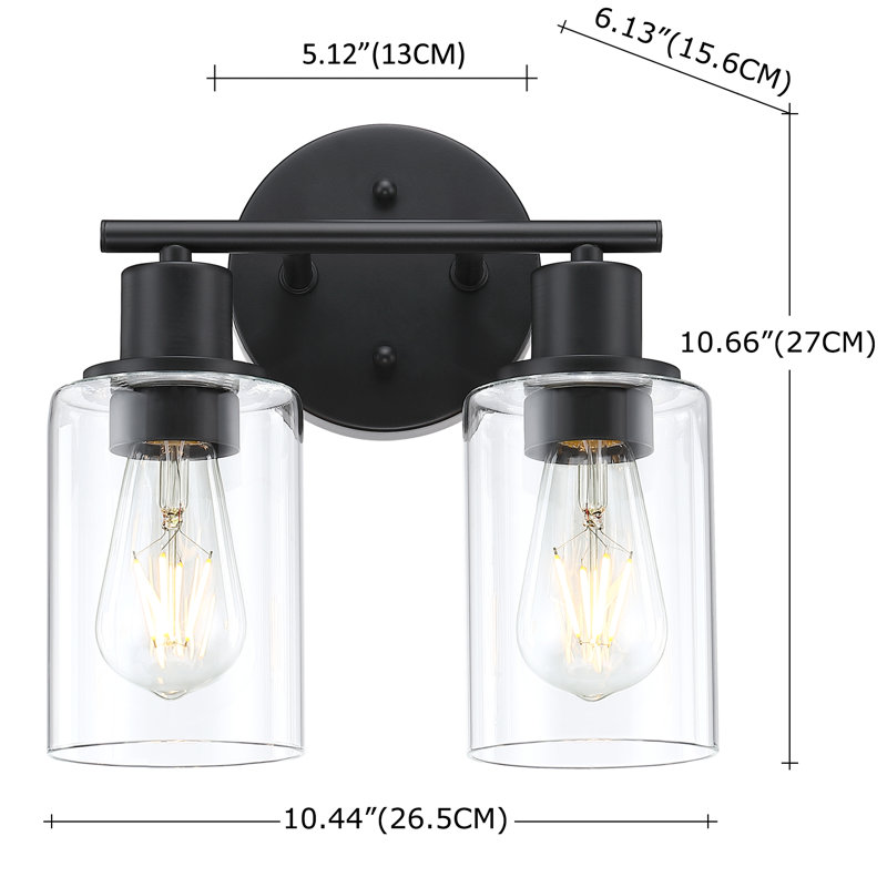 Éclairage pour meuble-lavabo Berume, Laiton vieilli, Deux lumières, Noir mat