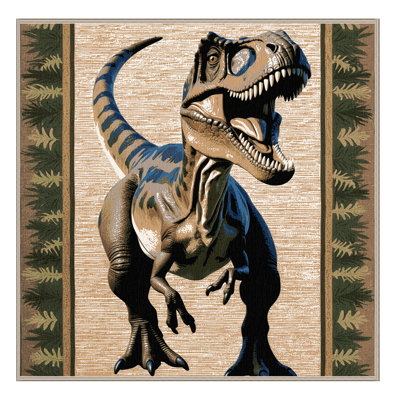 Machine Washable Dinosaurs Beige Area Rug