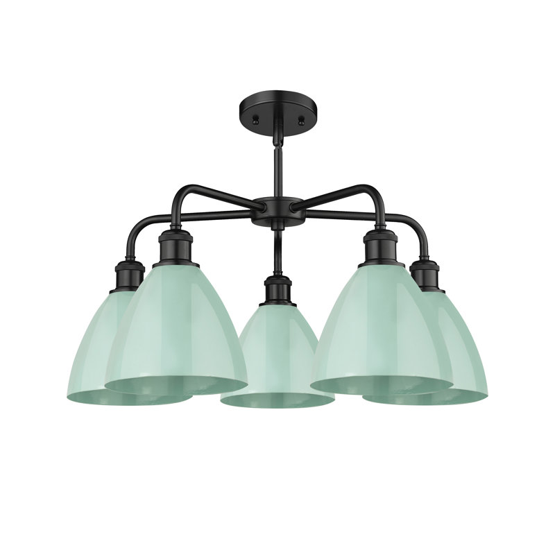 Lustre en dôme à 5 lumières Trickett, Écume de mer, Noir mat