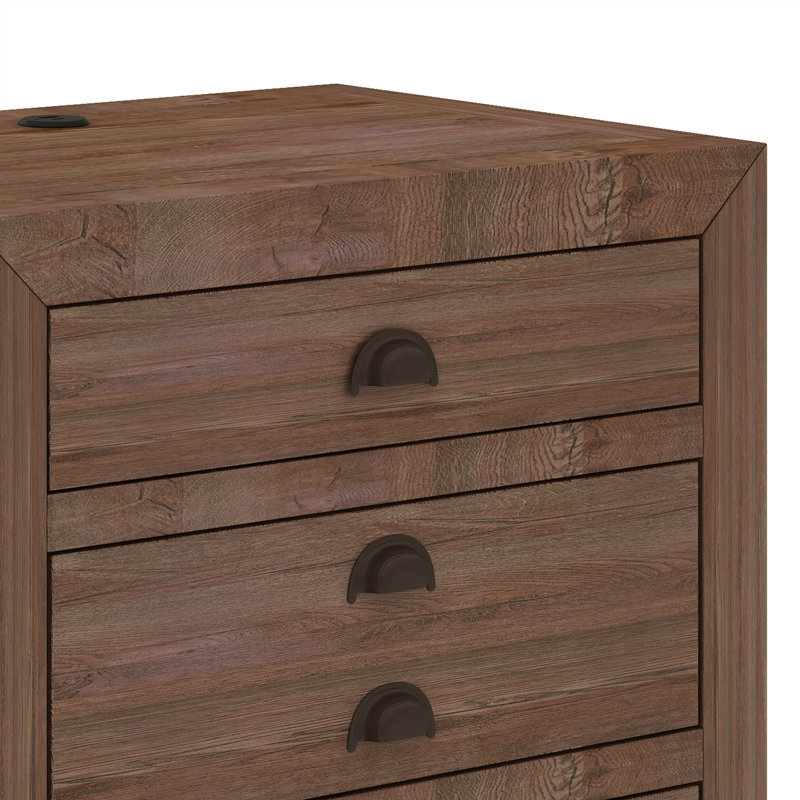 Ensemble de table de chevet rustique en bois de pin massif à trois tiroirs style rustique
