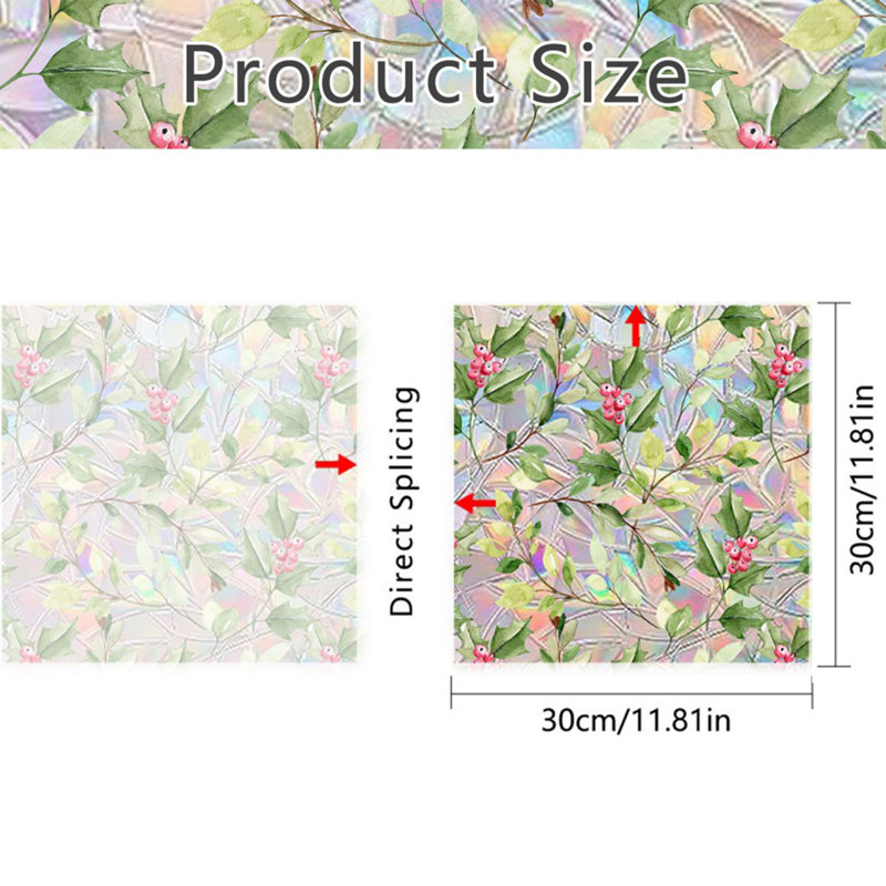 6 pièces autocollant de rideau translucide fruits rouges, autocollant d'adsorption électrostatique, réutilisable, 12 po x 12 po