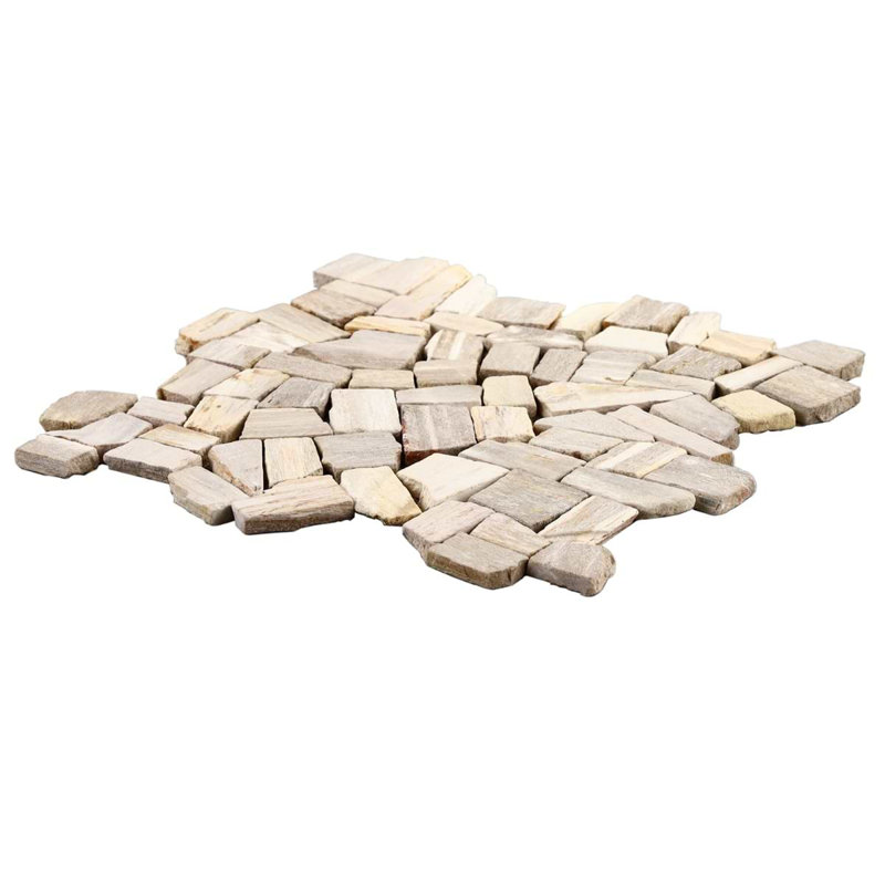 Fossil 12x12 Matte Tumbled Petrified Natural Stone Mosaic Tile