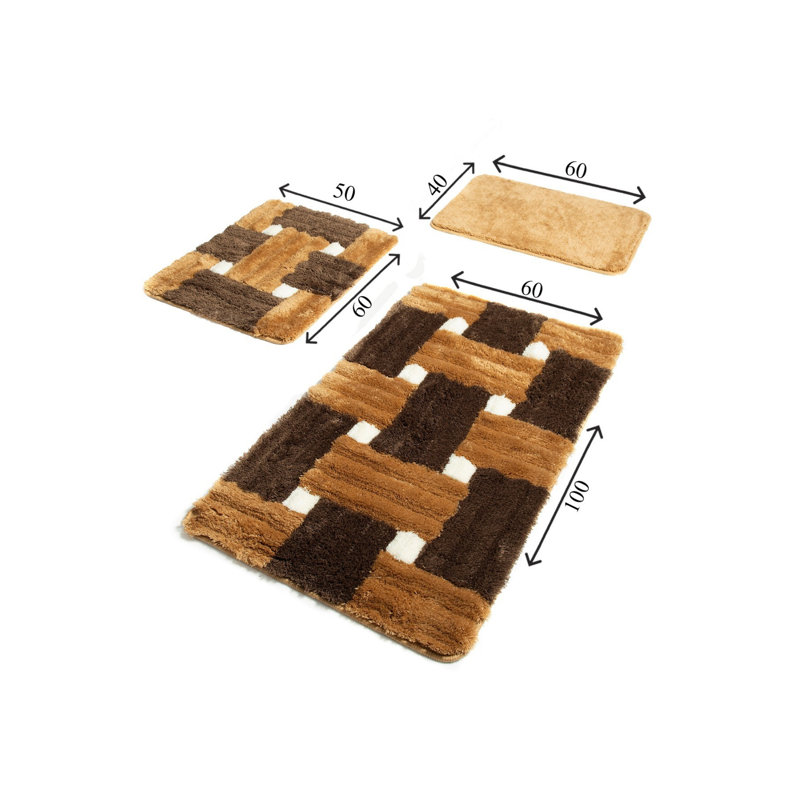 Ensemble de tapis de bain en acrylique de qualité supérieure (3 pièces), antibactérien antidérapant, 15,8 x 23,6 pouces, 19,7 x 23,6 pouces, 23,6 x 39,4 pouces | 100% acrylique, 1,4 lb / pied carré | Lavable à la machine, doux et durable pour la sécurité de la salle de bain