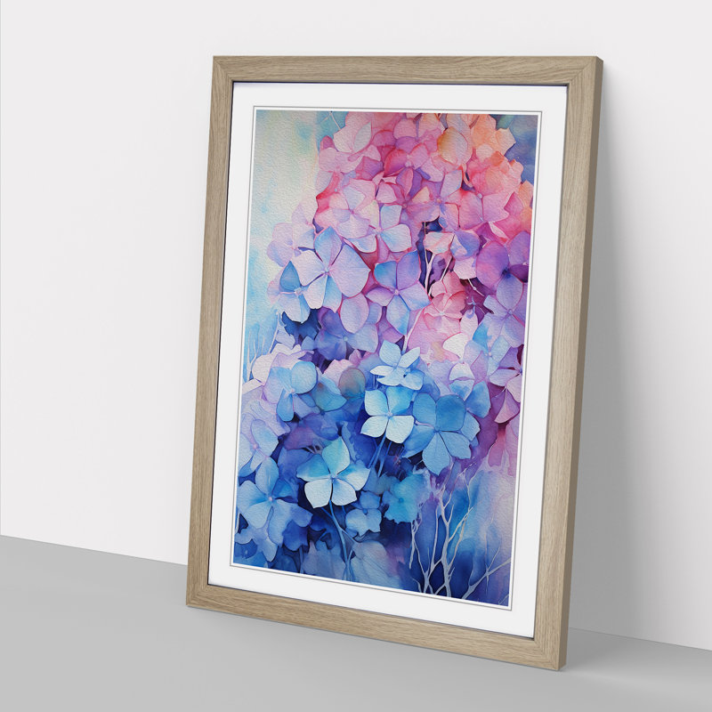 Hydrangea Abstract - Framed Print, 46cm H x 34cm W x 2cm D, Oak