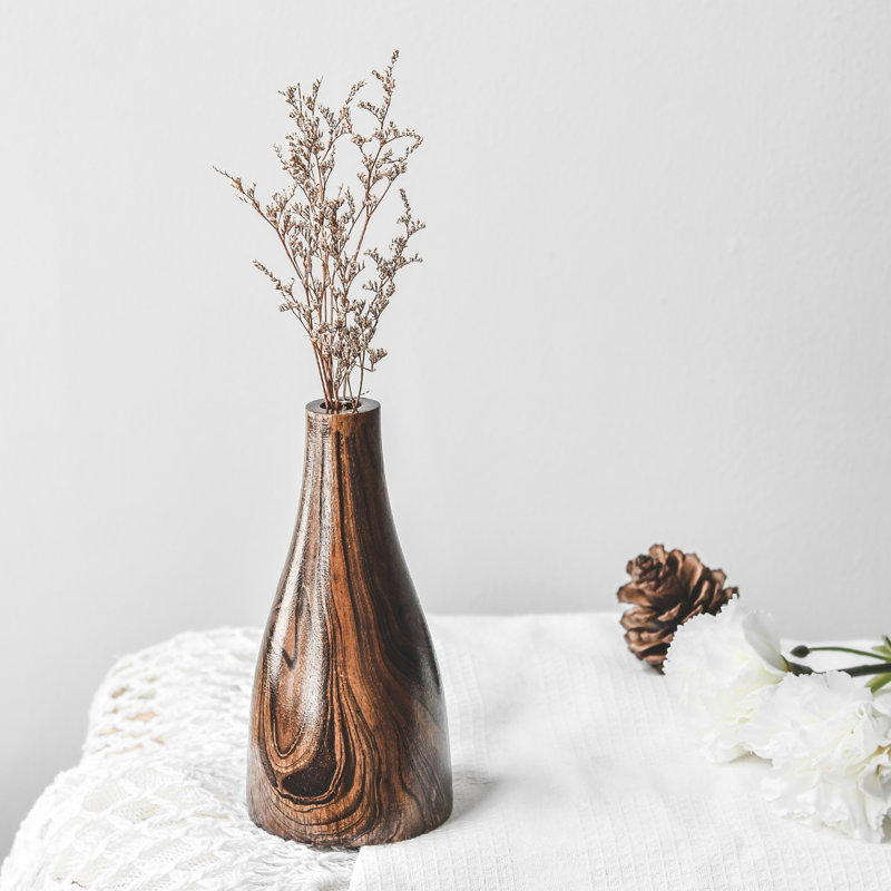 Vase de table en bois brun Aleshya