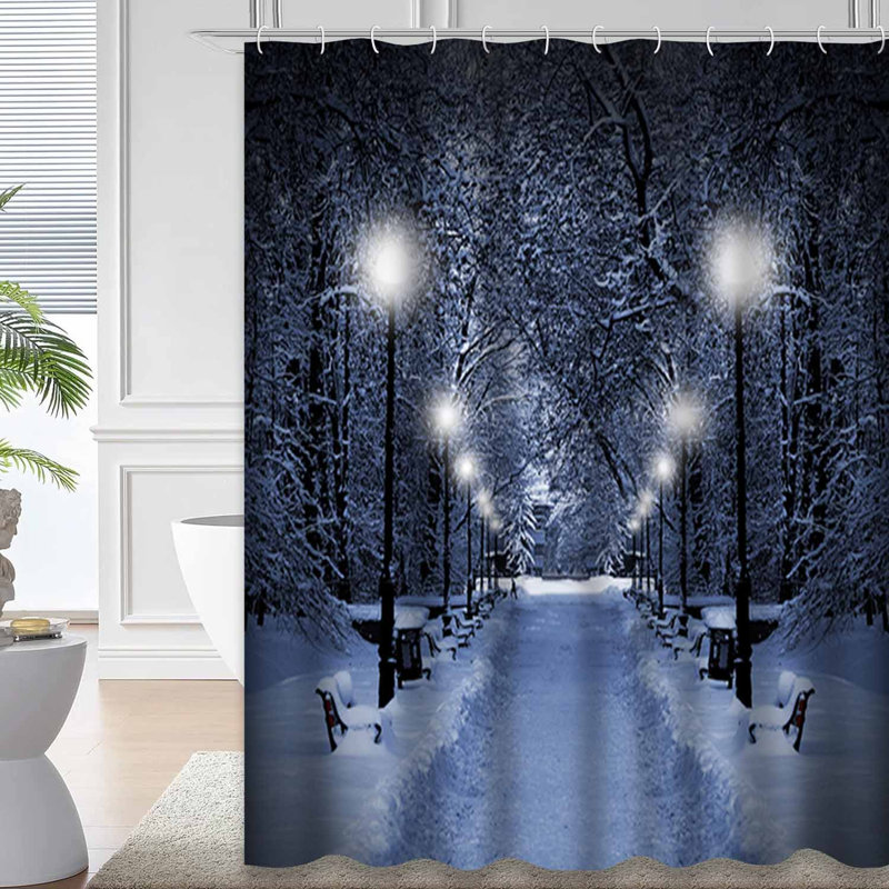 Rideau de douche avec 12 crochets Winter Park, L 72 po x l 78 po