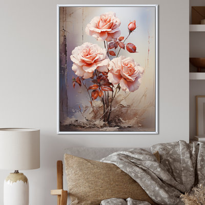 «Pink Roses», reproduction d'art sur toile encadrée