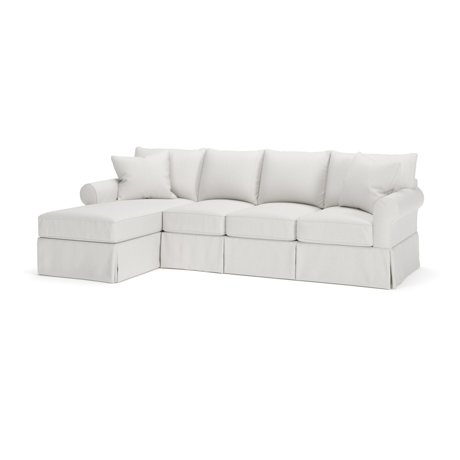 Amari Slipcovered Sectional with Sleeper Sofa, Left Hand Facing, Macarena Beige