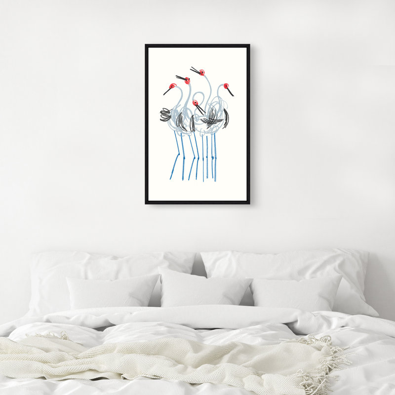 Dancing Cranes III Painting by David Erickson, 46.75" H x 31.75" W