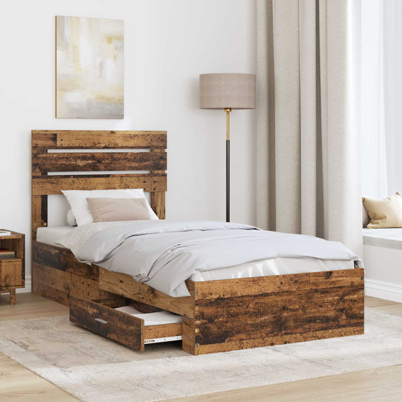 Bed, European Single (90 x 200 cm), Old Wood