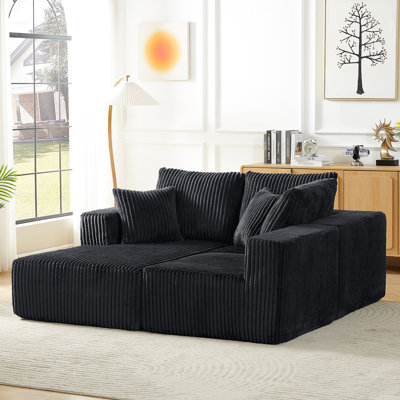 Canapé modulaire en velours côtelé 4 places en velours côtelé gris foncé Corduroy